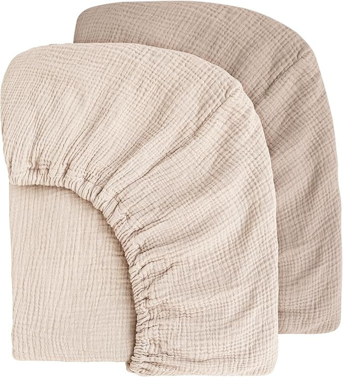 Muslin Crib Sheets for Baby Girls and Boys, Neutral Fitted Baby Bed Sheets for Standard Crib & To... | Amazon (US)