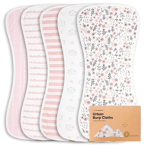 5-Pack Organic Burp Cloths for Baby Boys and Girls - Ultra Absorbent Burping Cloth, Burp Clothes,... | Amazon (US)