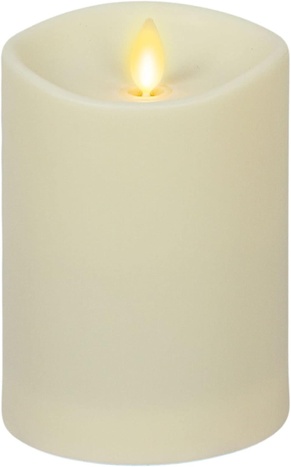 Luminara Outdoor Flameless LED Ivory Candle Melted Edge 3.75" x 5" Real Moving Flame Battery Operated Timer Plastic Weather-Resistant | Amazon (US)
