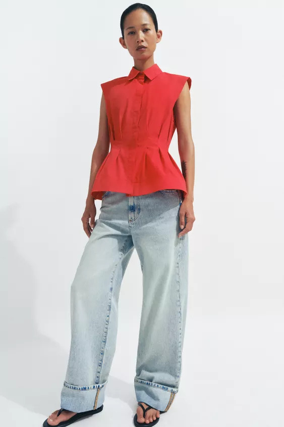 ZW COLLECTION PLEATED SLEEVELESS SHIRT | Zara UK