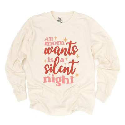 Simply Sage Market Mom Wants A Silent Night Garment Dyed Long Sleeve - 2XL - Ivory | Target