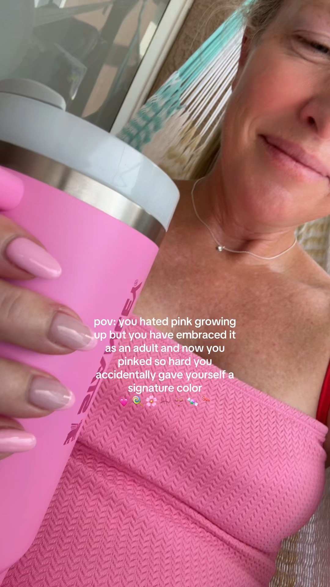 When your favorite flattering hot pink one piece matches your Stanley 💕🌸🎀 all things pink! Plus the cutest pink French tip nails 💅 #target #Stanley

#LTKOver40 #LTKSeasonal #LTKSwim