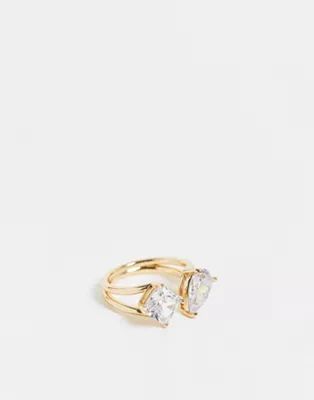 ASOS DESIGN - Open ring met open band en kristallen stenen in goud | ASOS | ASOS (Global)
