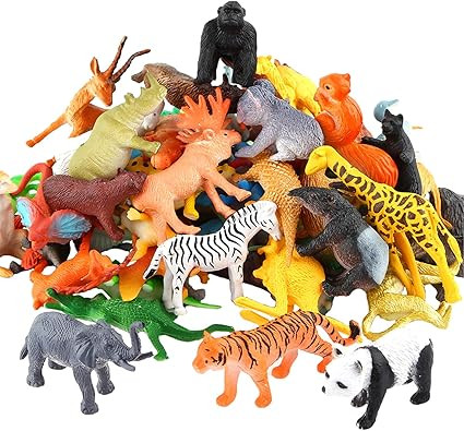 Animals Figure,54 Piece Mini Jungle Animals Toys Set,ValeforToy Realistic Wild Vinyl Plastic Anim... | Amazon (US)
