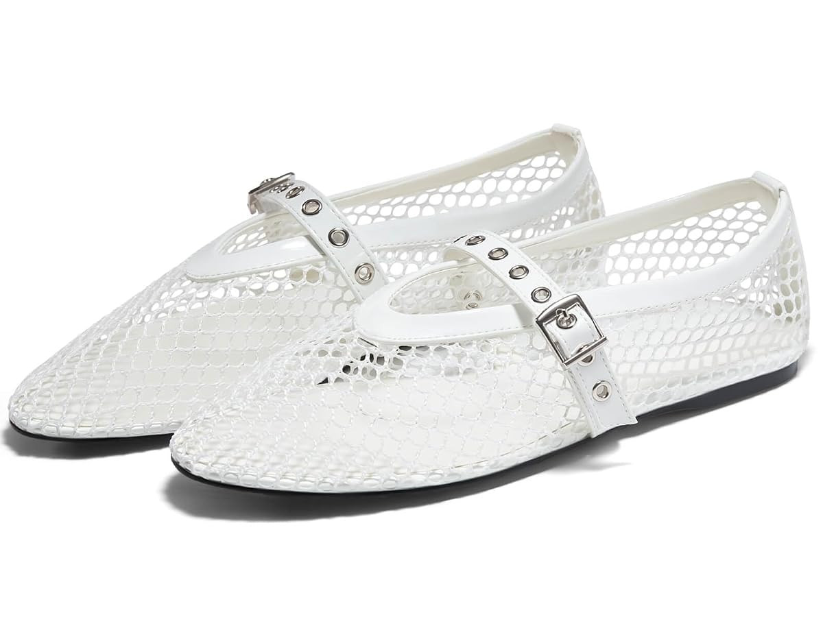 Coutgo Womens Mesh Ballet Flats Mary Jane Fishnet Ballerina Buckle Strap Comfortable Causal Dress... | Amazon (US)