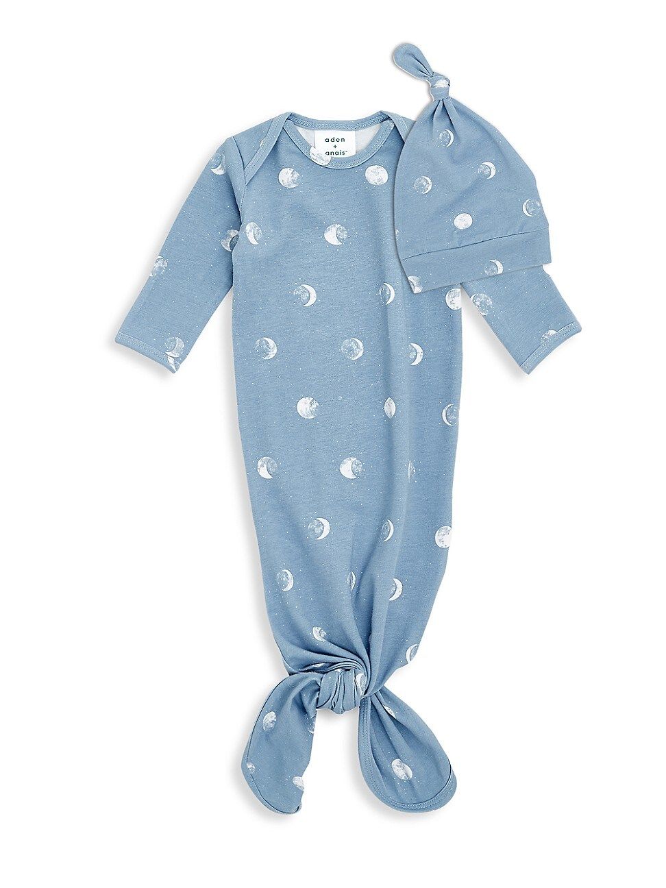 aden + anais Baby's 2-Piece Polka Dot Knit Gown & Hat Set - Blue - Size Newborn | Saks Fifth Avenue