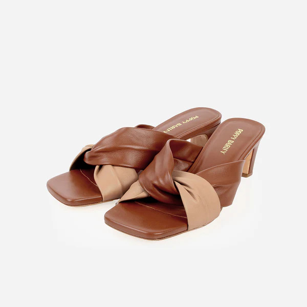 The Margot Heeled Sandal Pecan and Fauna | Poppy Barley