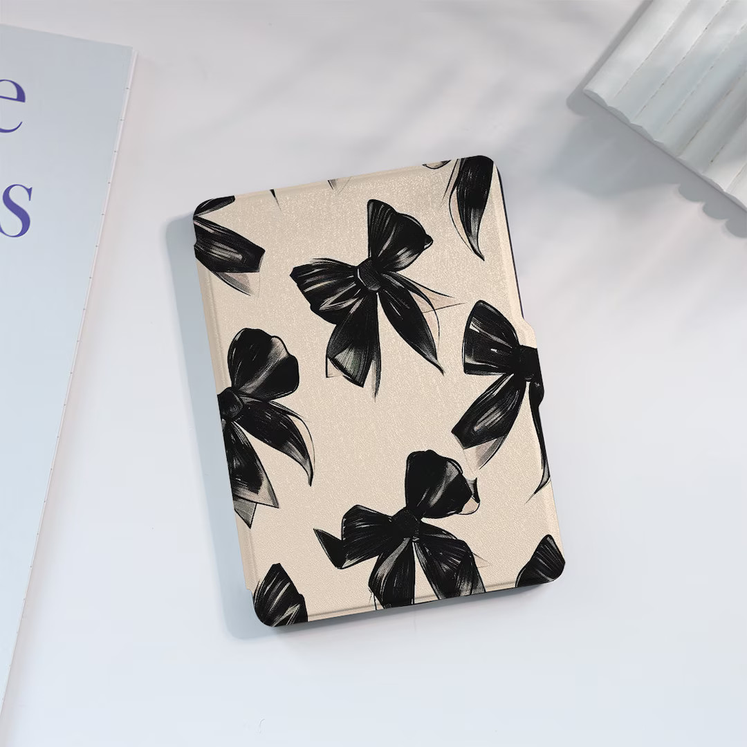 Black Bowknot Beige Kindle Case Custom for Paperwhite 1/2/3/4, Kindle 2019/2022, Kindle Paperwhit... | Etsy (US)