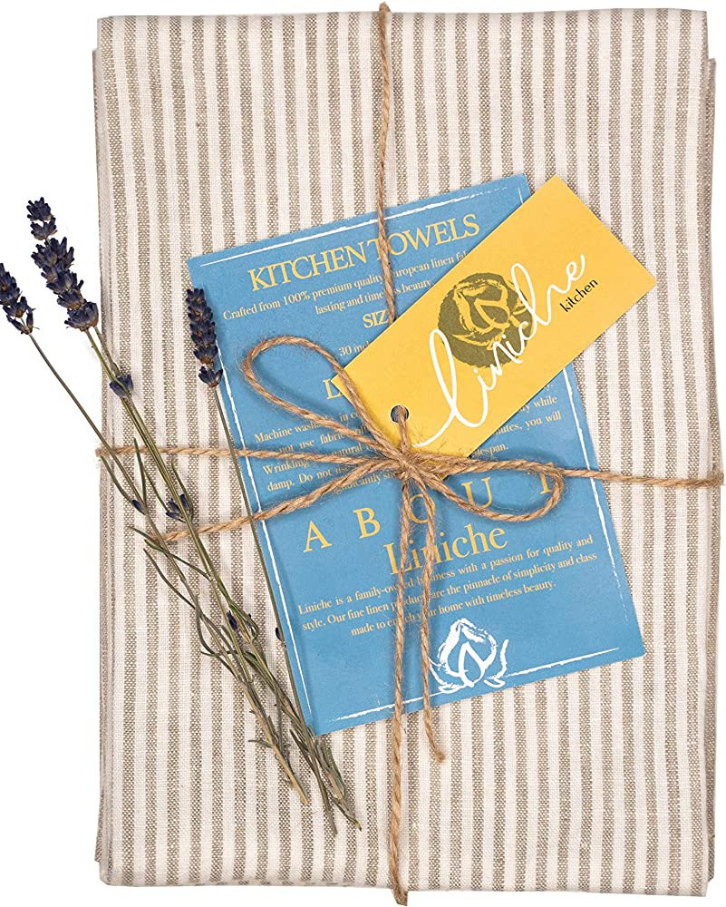 LINICHE Linen Kitchen Towels | Made in Canada | 30x20 Inches | Pack of 2 | Lint-Free Dish Cloth |... | Amazon (US)