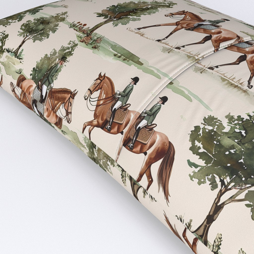 Pillow Sham in Equestrian Inspired Horse Rider Trees Nature Inspired Woodland Wallpaper | Spoonflower