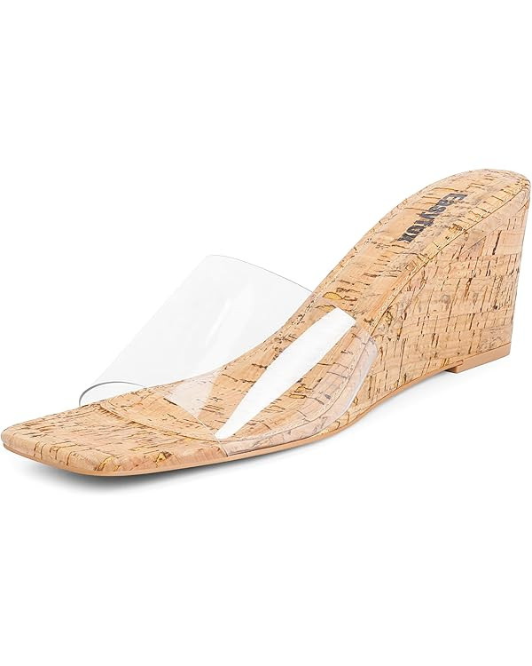 Wedge Sandals for Women Open Toe Wedge Heels Womens High Heel Sandal Square Toe Heeled Wedge Sand... | Amazon (US)