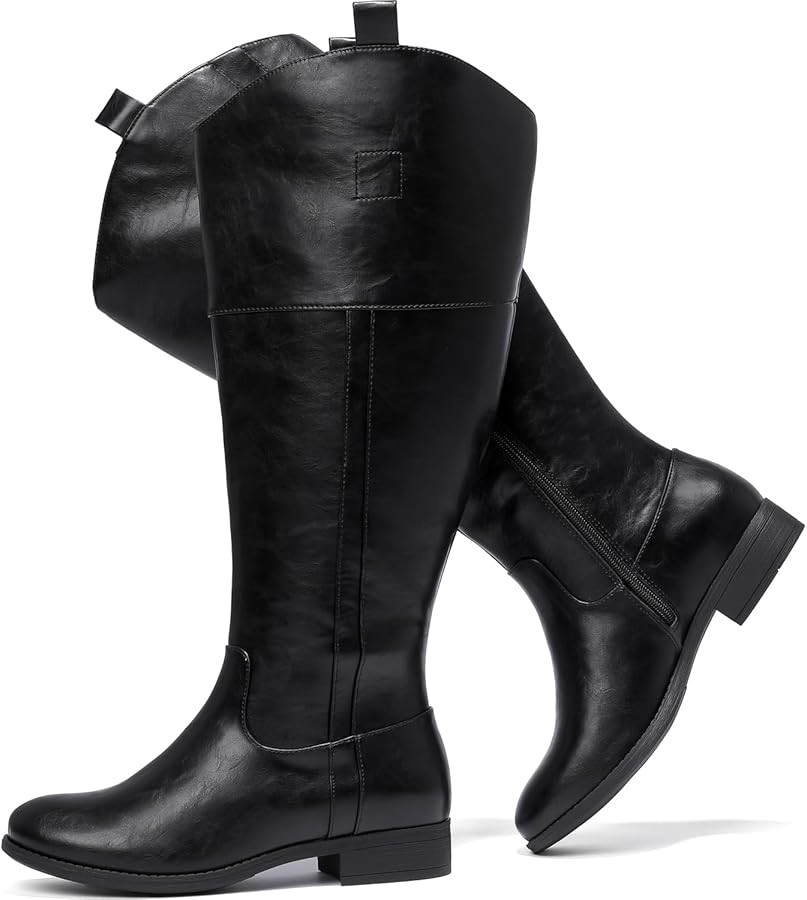 Luoika Women's Extra Wide Calf Knee High Boots, Western Cowyboy Cowgirl Knee-High Boots Plus Size... | Amazon (US)