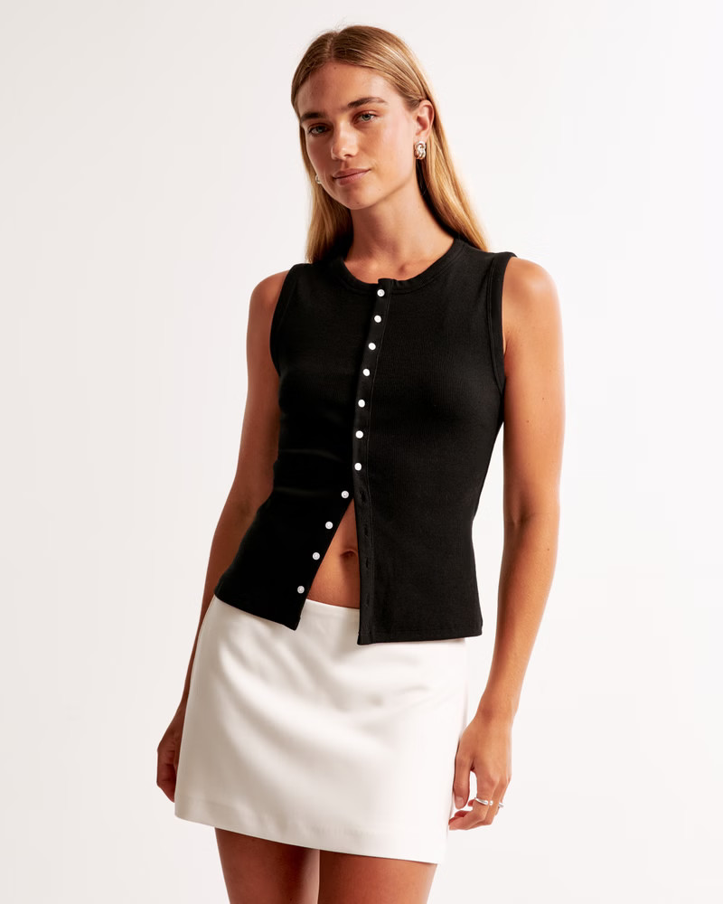 Women's Rib Crew Button-Up Top | Women's New Arrivals | Abercrombie.com | Abercrombie & Fitch (US)