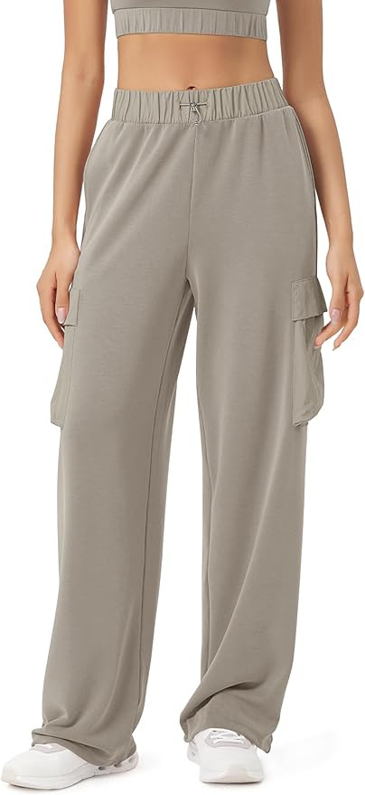 ODODOS Women's Modal Soft Wide Leg Cargo Pants with Pockets Adjustable Shockcord High Waist Loose... | Amazon (US)