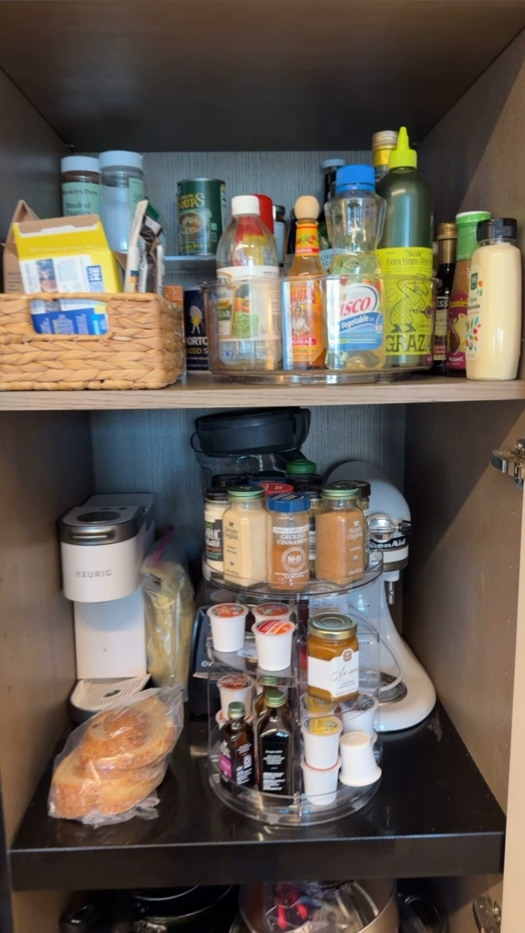 Lazy Susans saving the day! I have a lot of vertical space in my pantry which makes it a challenge to organize. 

#LTKHome