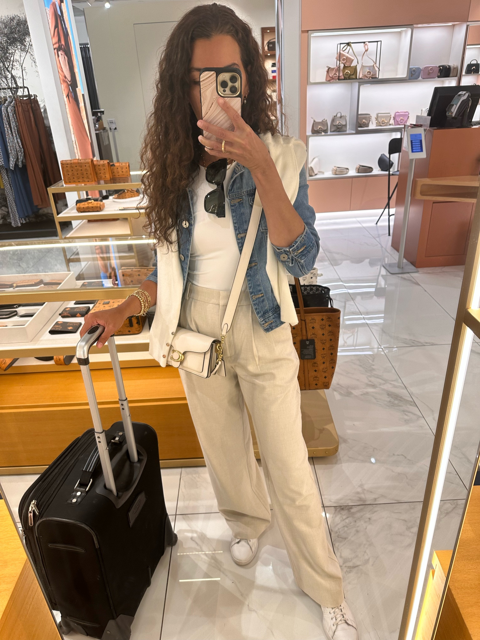 Comfy travel outfit! Size 27L in pants. M in jacket, s in bodysuit. Handbag comes with two straps, and other colors and sizes.
Adding new version of my carry on. 

#LTKSaleAlert #LTKSeasonal #LTKTravel