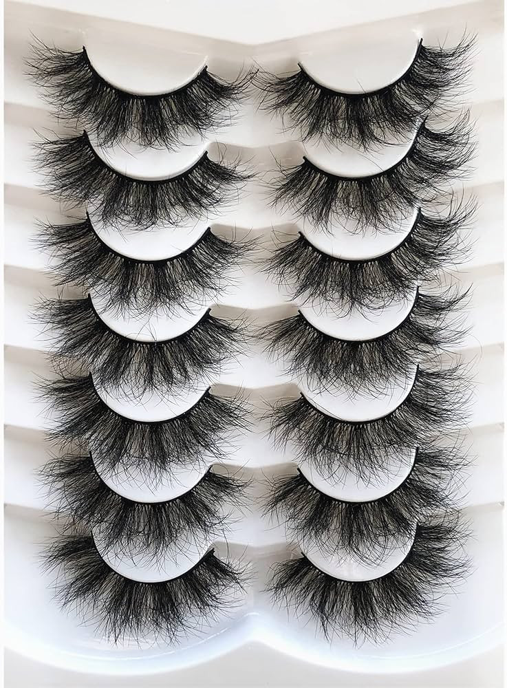 Pooplunch False Eyelashes Faux Mink Lashes Fluffy Long 8D Fake Eye Lashes 7 Pairs Pack | Amazon (US)
