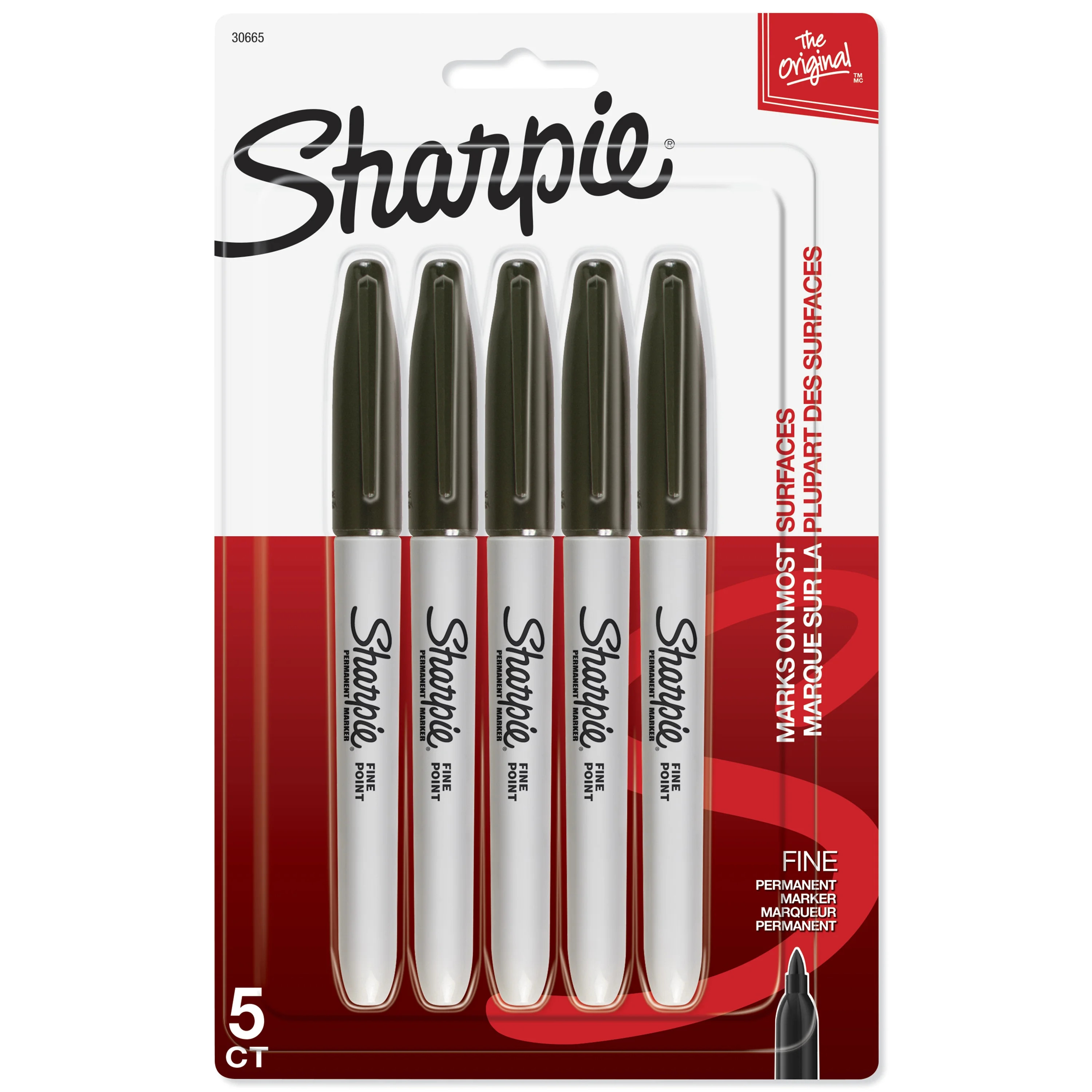 Sharpie Permanent Markers, Fine Point, Black, 5 Count - Walmart.com | Walmart (US)