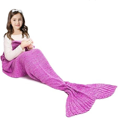 JR.WHITE Mermaid Tail Blanket for Kids, Hand Crochet Snuggle Mermaid, All Seasons Seatail Sleepin... | Amazon (US)