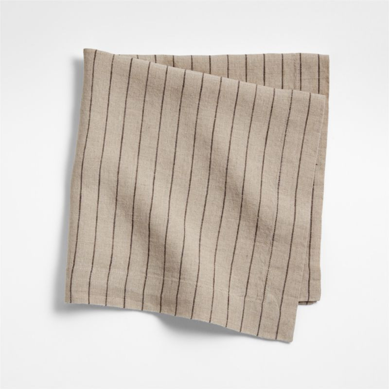Marin Natural and Earth Brown EUROPEAN FLAX -Certified Linen Striped Napkin + Reviews | Crate & B... | Crate & Barrel