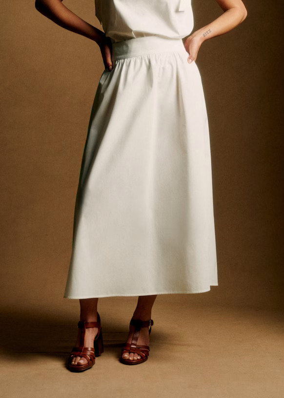 Siloé Skirt - Ecru - 0rganic cotton - textile made from organic fibers - Sézane | Sezane - UK