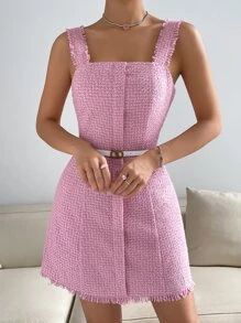 Raw Trim Tweed Dress Without Belt
   SKU: sw2205231712632802      
          (140 Reviews)
      ... | SHEIN