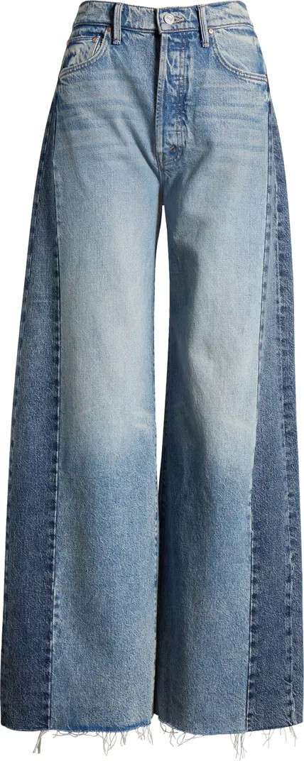 Pipe Dream Button Sneak High Waist Fray Hem Wide Leg Jeans | Nordstrom