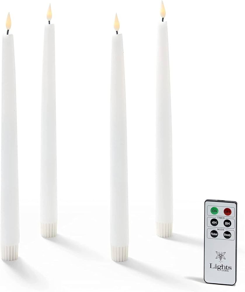 LampLust Flameless Taper Candles with Remote - 11 Inch LED Candlesticks, Realistic 3D Flickering ... | Amazon (US)