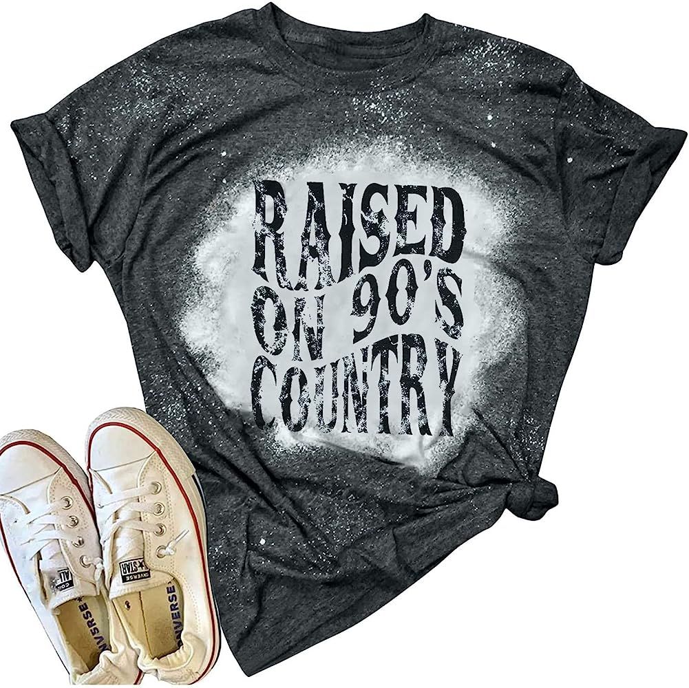 Raised on 90’s Country Shirts Womens Country Music T Shirts Country Concert Short Sleeve Top Vi... | Amazon (US)