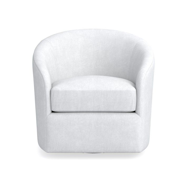 Montclair Swivel Chair, Chunky Linen, White | Williams-Sonoma