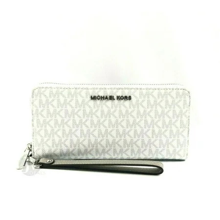 Michael Kors Jet Set Travel Continental Long Wallet Wristlet White MK Cement | Walmart (US)