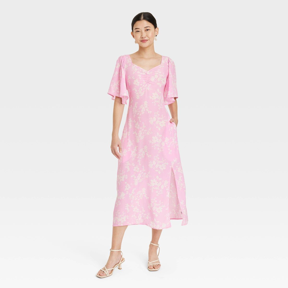 Women's Crepe Flutter Short Sleeve Midi Dress - A New Day, Easter Dresses, Pink Dresses, Target  | Target