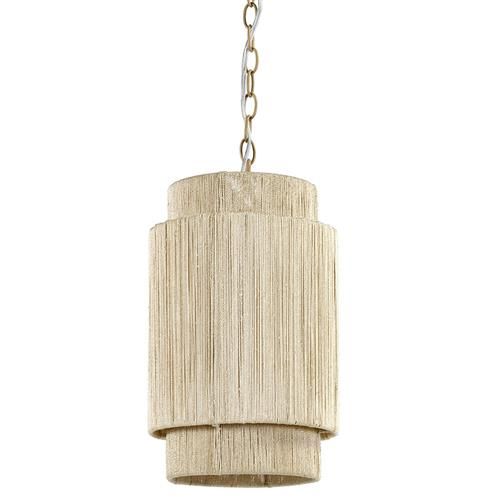 Palecek Everly Coastal Beach Natural Abaca Rope Single Pendant | Kathy Kuo Home