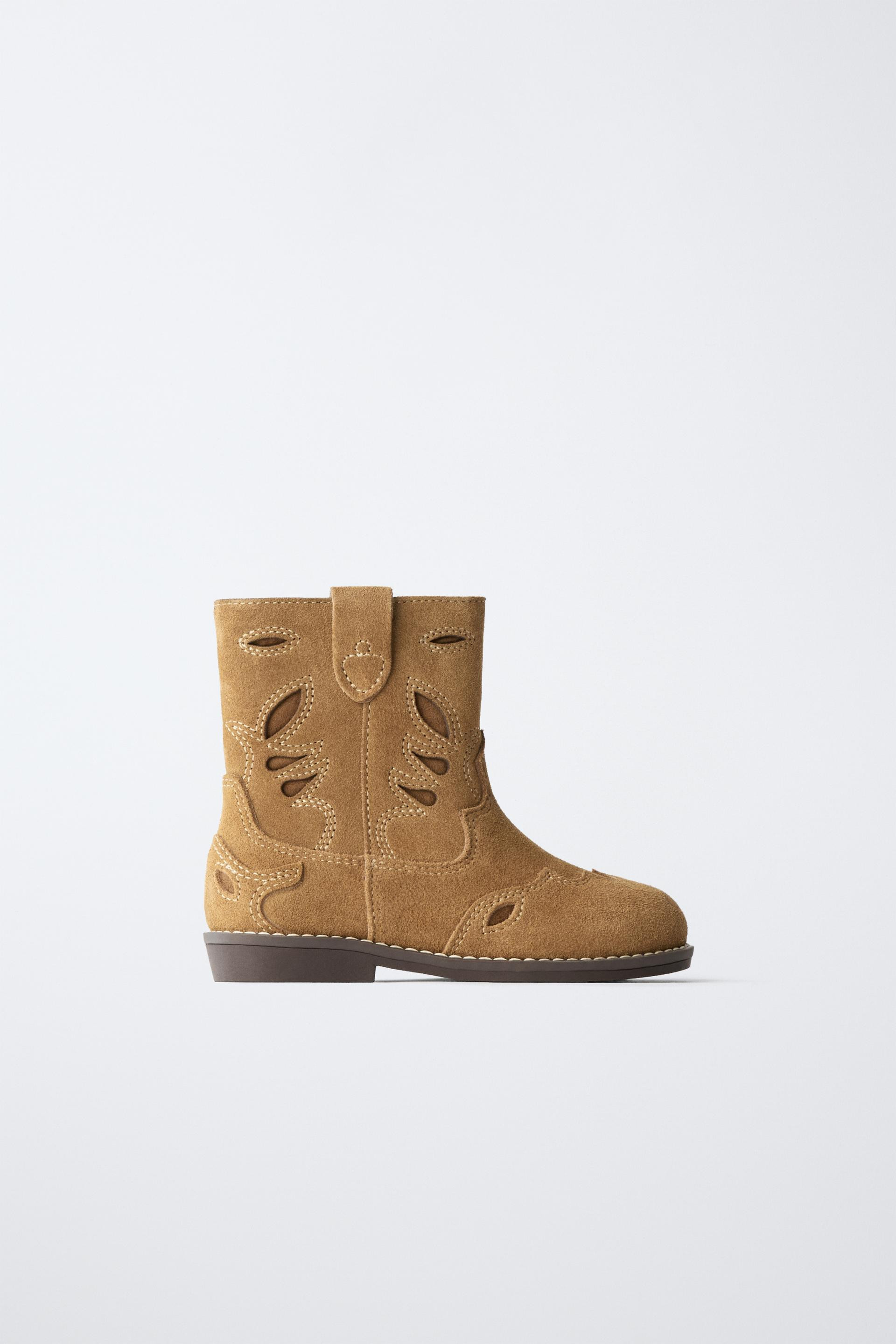 Zara - Leather Cowboy Boots - Brown - 6,5 (14,3 Cm) - Kids | Zara UK