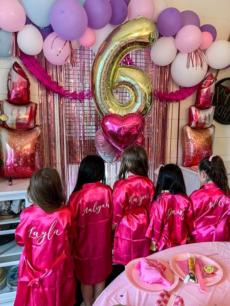 Create the ultimate pink makeup birthday party for your little girl! Little pink bath robes personalized, pink balloons, nail polish, kids crafting. More details on my blog 

#birthdayparty #pinkmakeupparty #girlspinkbathrobe #kidsbirthday

#LTKKids #LTKParties