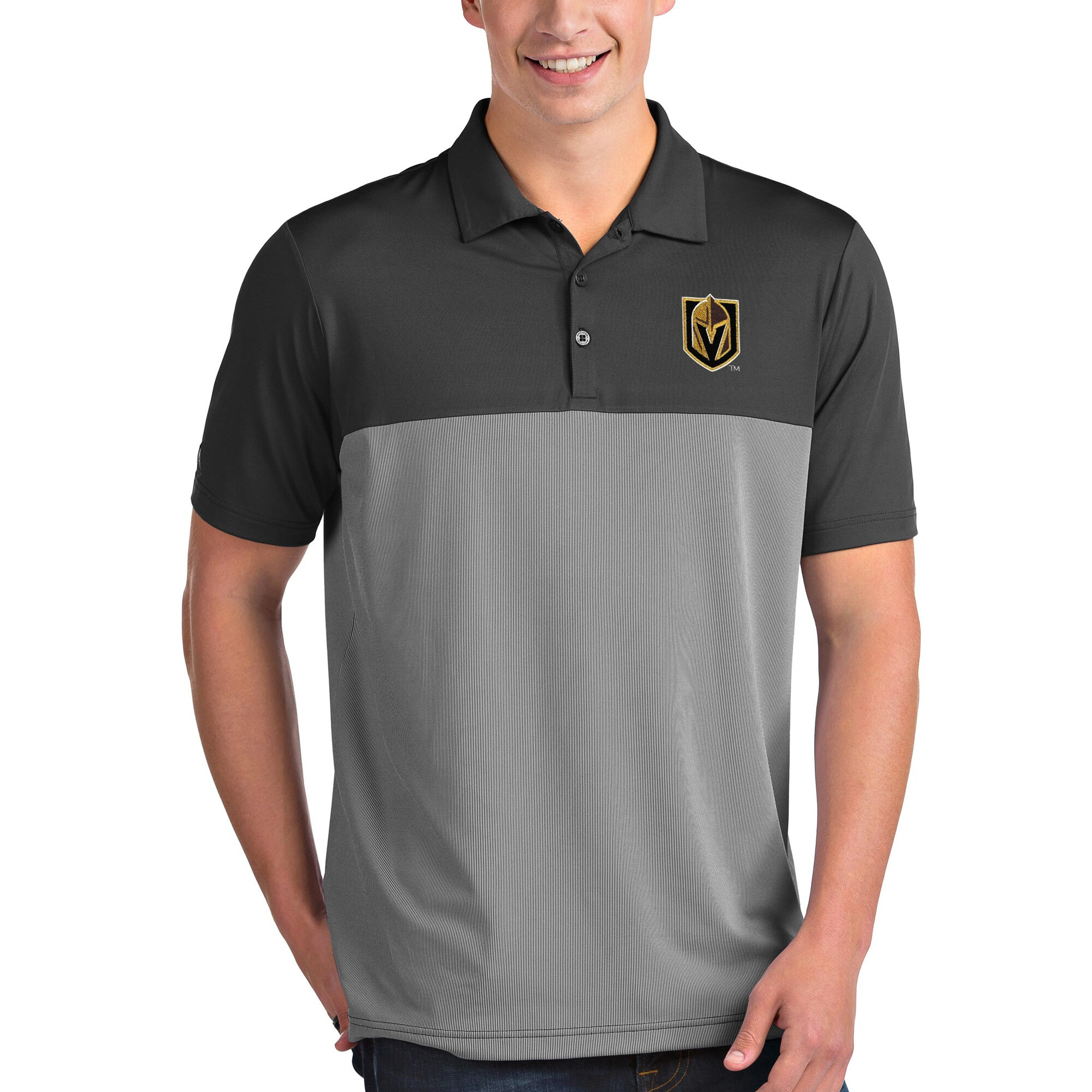 Men's Vegas Golden Knights Antigua Gray/White Venture Polo | NHL Shop