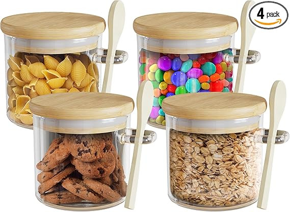 Home Warehouse - Borosilicate Glass Jar Storage with Bamboo Lid and Spoon | Easy to Clean | Premi... | Amazon (US)