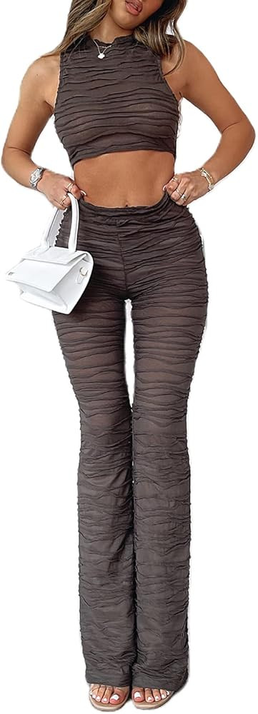 Yuemengxuan Women 2 Piece Floral Sets Y2k Long Sleeve Crop Tops Skinny Tee Shirt High Waist Short... | Amazon (US)