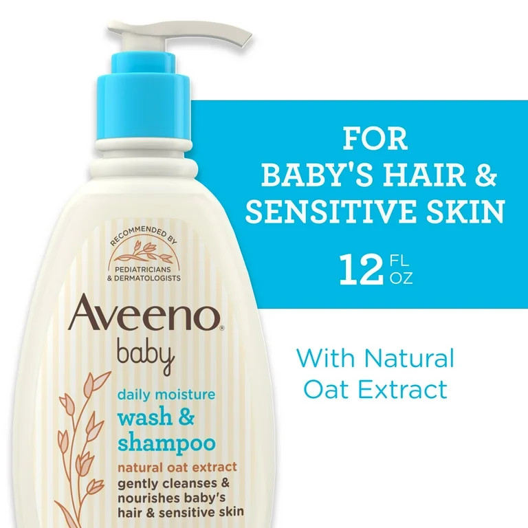 Aveeno Baby Daily Moisture Bath Body Wash & Shampoo, Oat Extract, 12 fl oz | Walmart (US)