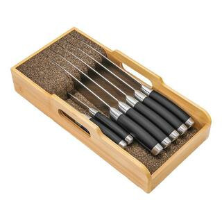 7-Knife In-Drawer Bamboo Knife Storage Organizer Block w Flexible Dividers for Safe and Neat Kitchen Knife Organization | The Home Depot