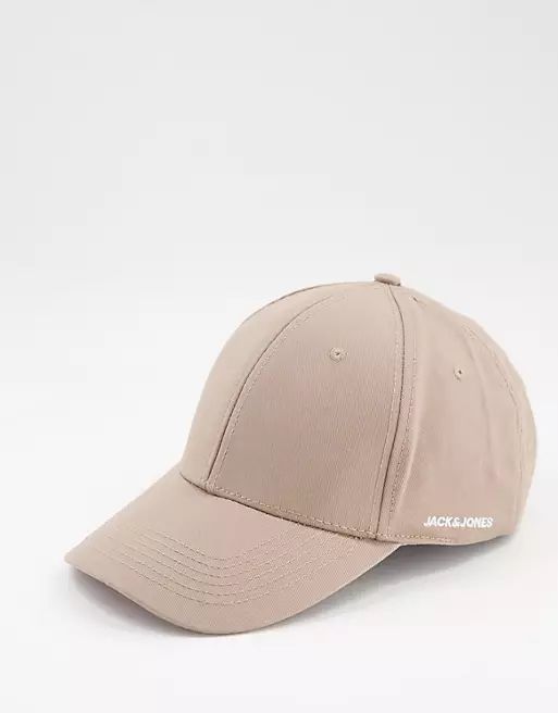Jack & Jones baseball cap with branding in beige | ASOS (Global)