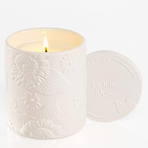 LA JOLIE MUSE Sandalwood Rose Candles, Luxury Ceramic Jar Scented Candle, Holiday Day Gift, 70 Ho... | Amazon (US)