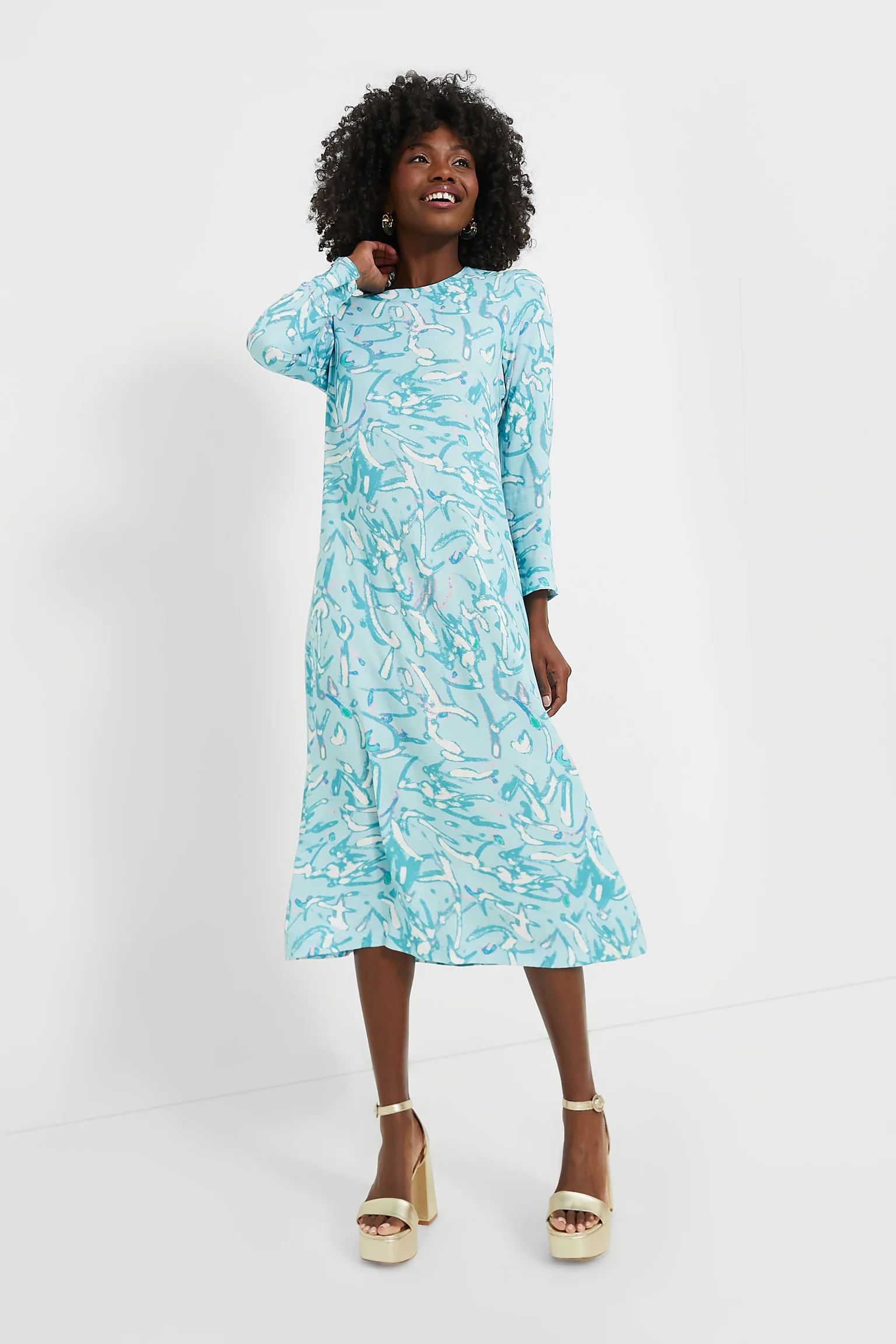 Blue Abstract Hattie Midi Dress | Tuckernuck (US)