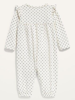 Polka-Dot Plush-Knit Ruffle-Trim One-Piece for Baby | Old Navy (US)