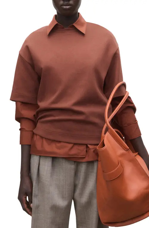 MANGO Cotton Blend T-Shirt in Russet at Nordstrom, Size Large | Nordstrom