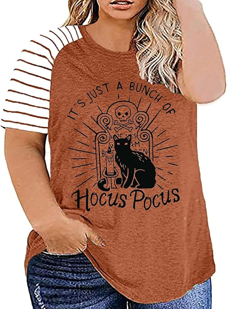 JINTING Plus Size Funny Halloween Shirts for Women Halloween Hocus Pocus Raglan Baseball Tee Shir... | Amazon (US)
