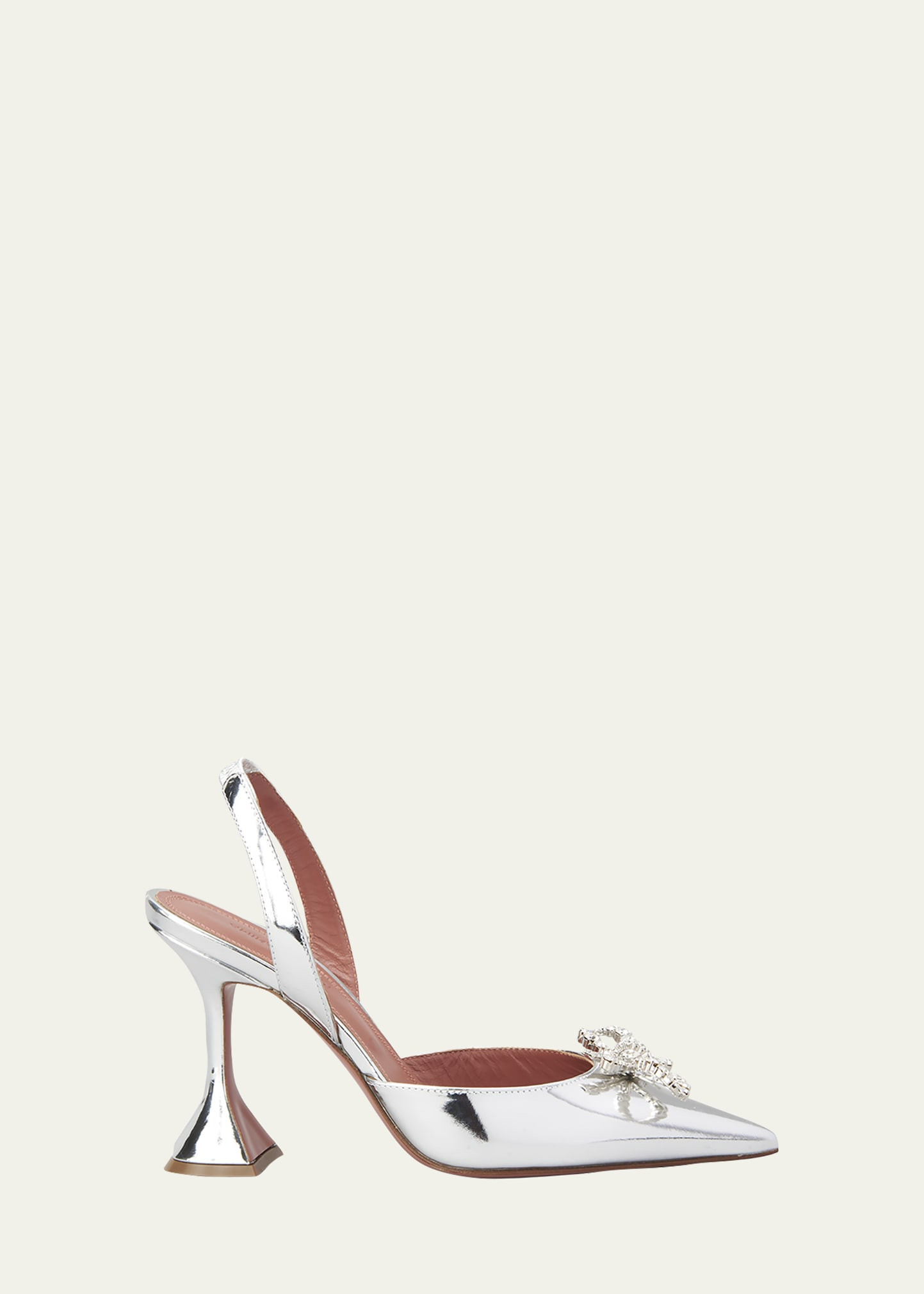 Amina Muaddi Rosie Metallic Crystal Bow Slingback Pumps | Bergdorf Goodman