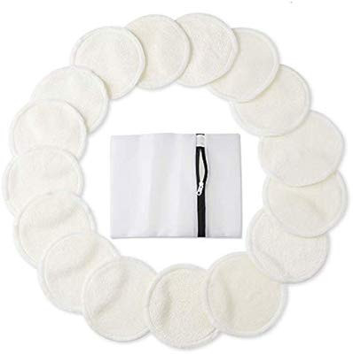 Bamboo Makeup Remover Pads (16 Pack), 2 Layers 3.15inch Reusable Organic Bamboo Cotton Rounds wit... | Amazon (US)
