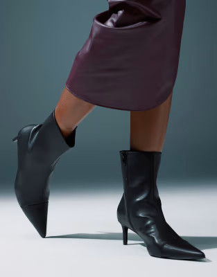 ASOS DESIGN Rosalie kitten heel mid boots in black | ASOS (Global)