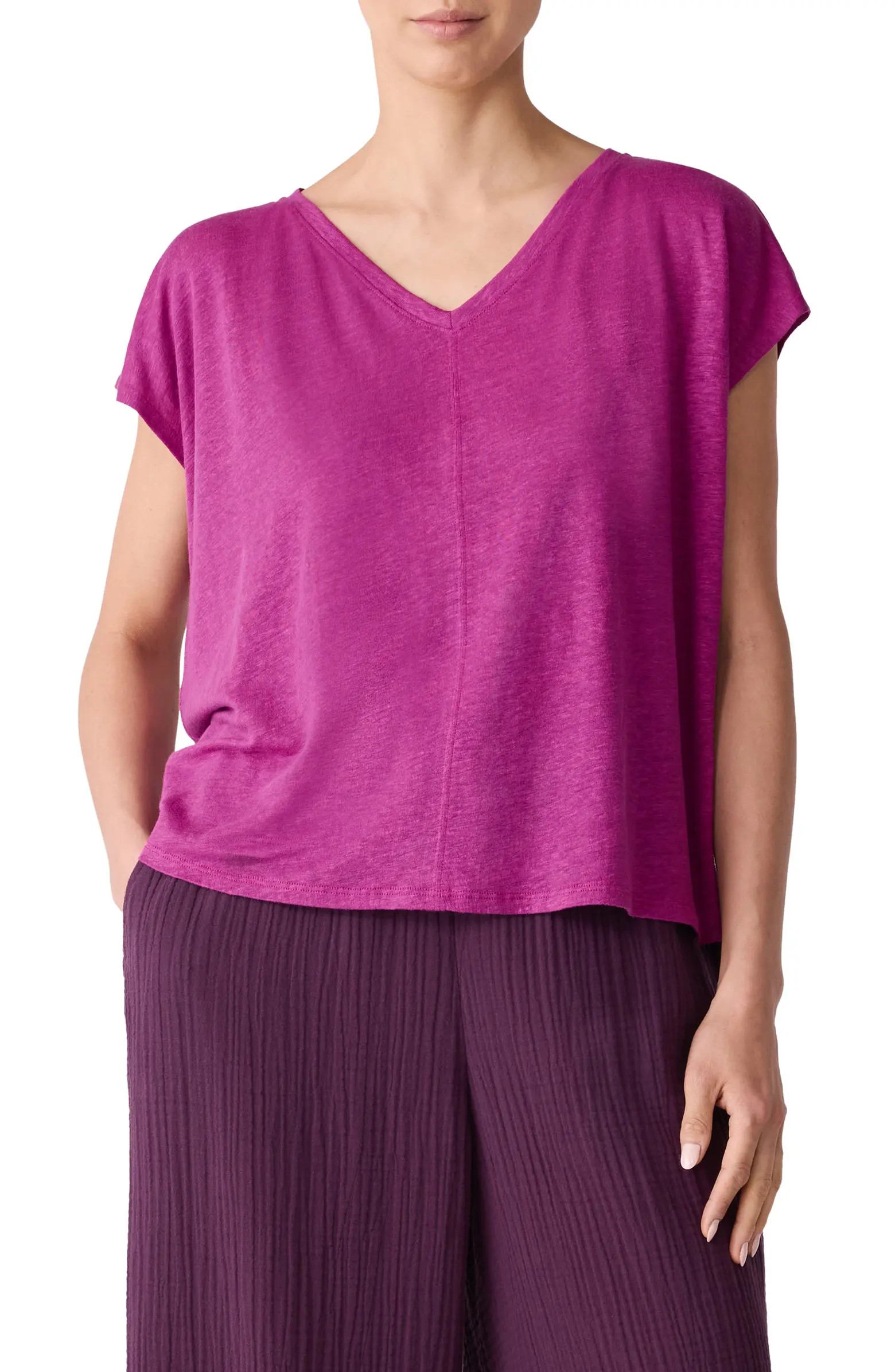 V-Neck Organic Linen T-Shirt | Nordstrom